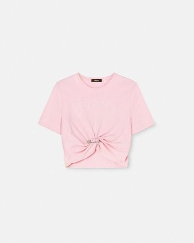 Versace Milano Stamp Crop T-shirt - Pink