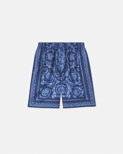 Versace Barocco Silk Shorts - Blue