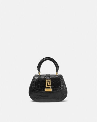 Versace Croc-effect Greca Goddess Mini Bag - Black