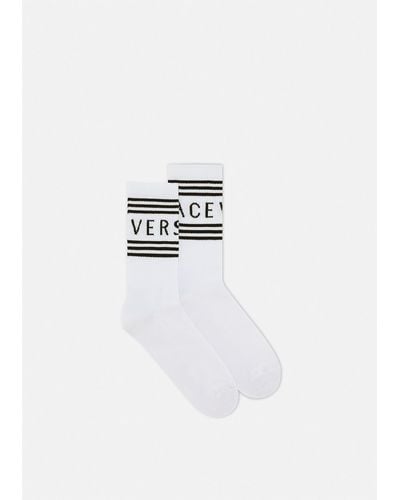 Versace 90s Vintage Logo Socks - White