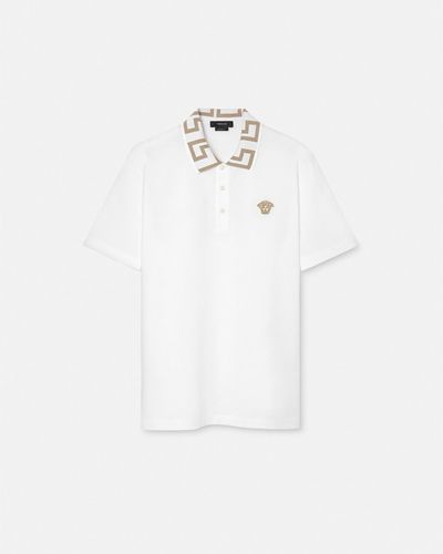 Versace Greca Short-sleeved Polo Shirt - White