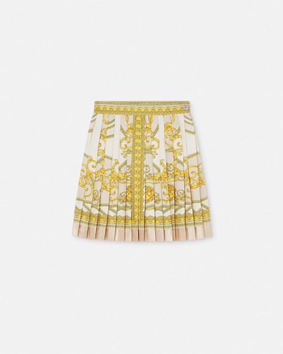 Versace La Coupe Des Dieux Silk Pleated Skirt - Metallic