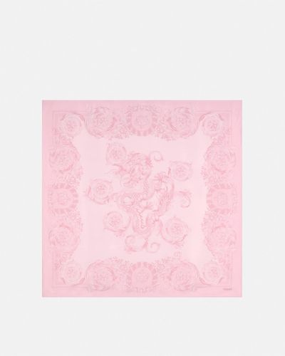 Versace Year Of The Dragon Large Silk Foulard - Pink