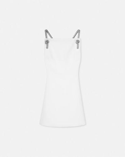 Versace Crystal Rope Shift Mini Dress - White