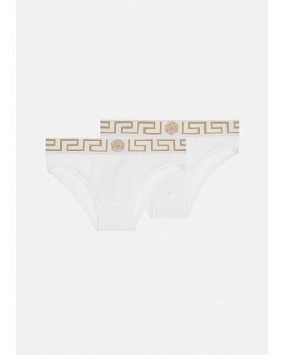 Versace Greca Border Briefs 2-pack - White