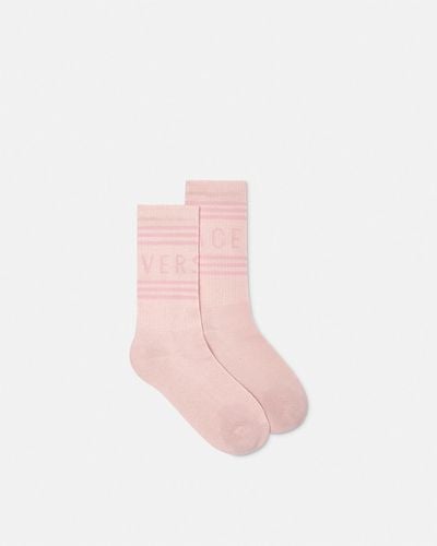Versace 90s Vintage Logo Socks - Pink