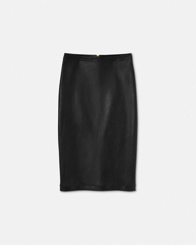 Versace Leather Midi Skirt - Black