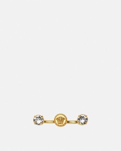 Versace Crystal Medusa Round Cuff Ring - Natural