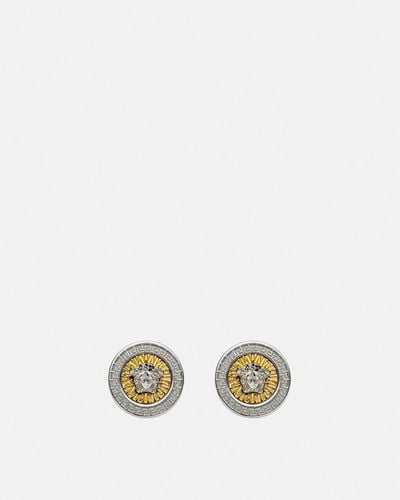 Versace Crystal Icon Stud Earrings - White