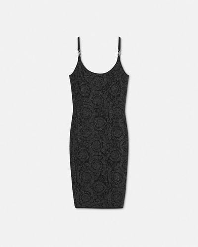 Versace Barocco Lurex Knit Midi Dress - Black