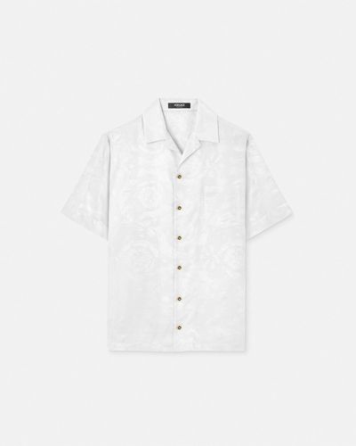 Versace Barocco Jacquard Silk-blend Shirt - White