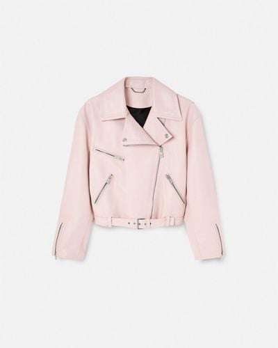 Versace Leather Biker Jacket - Pink