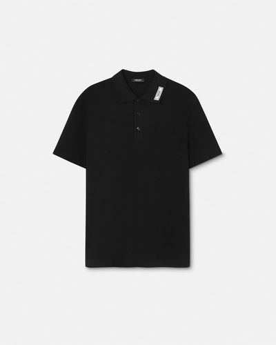 Versace 90s Vintage Logo Polo Shirt - Black