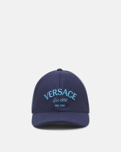Versace Milano Stamp Wool Baseball Cap - Blue