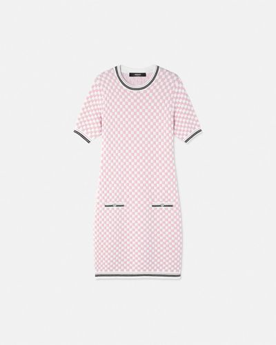 Versace Contrasto Jacquard Knit Mini Dress - Pink