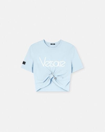 Versace 1978 Re-edition Logo Crop T-shirt - Blue