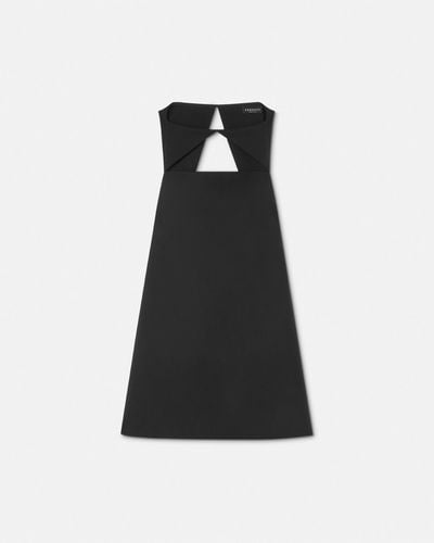 Versace Cutout Wool-blend Shift Mini Dress - Black