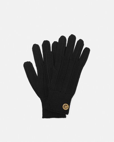 Versace Medusa Ribbed Knit Gloves - Gray