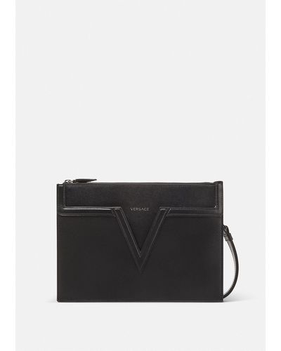 Versace V Leather Pouch - Black
