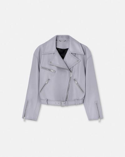 Versace Leather Biker Jacket - Gray
