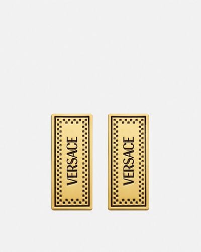 Versace 90s Vintage Logo Earrings - Metallic