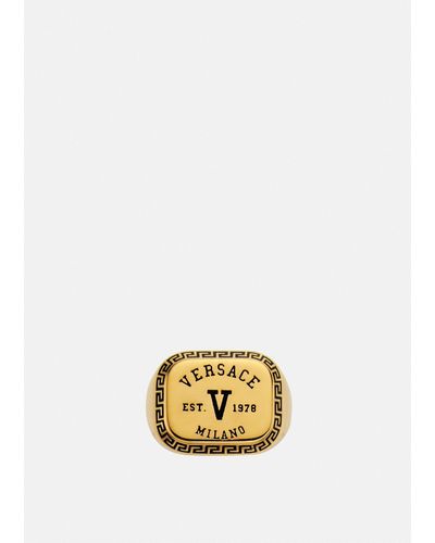 Versace Varsity Logo Ring - Metallic