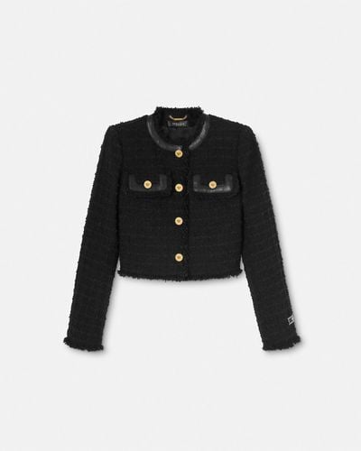 Versace Bouclé Tweed Cardigan Jacket - Black