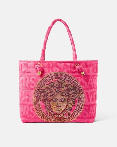 Versace Crystal Icon Towel Tote Bag - Pink
