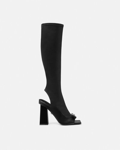 Versace Gianni Ribbon Open Knee-high Boots 105 Mm - Black