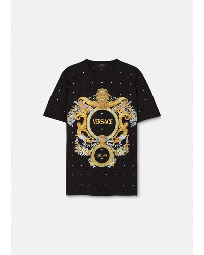 Versace Baroque Crystal Grid-print T-shirt - Black