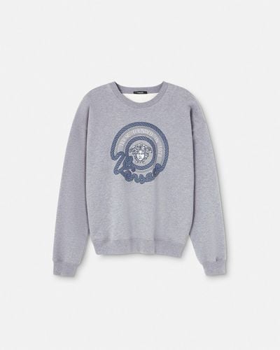 Versace Embroidered Nautical Medusa Sweatshirt - Blue
