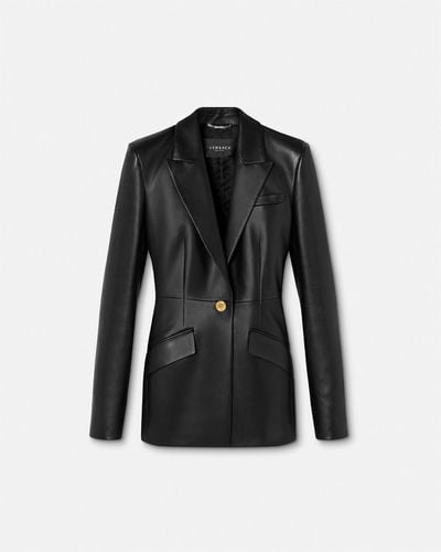 Versace Leather Blazer - Black