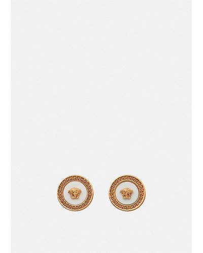 Versace Enamel Medusa Stud Earrings - White