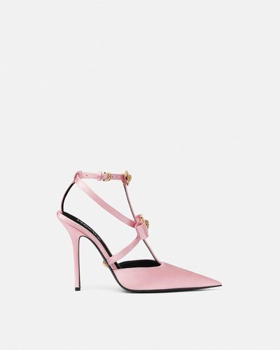 Versace Gianni Ribbon Cage Satin Pumps 110 Mm - Pink