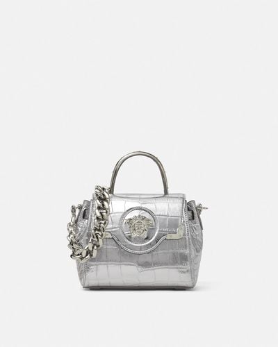 Versace Croc-effect La Medusa Small Handbag - White