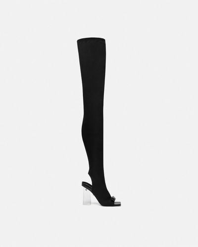 Versace Gianni Ribbon Open Thigh-high Boots 105 Mm - White
