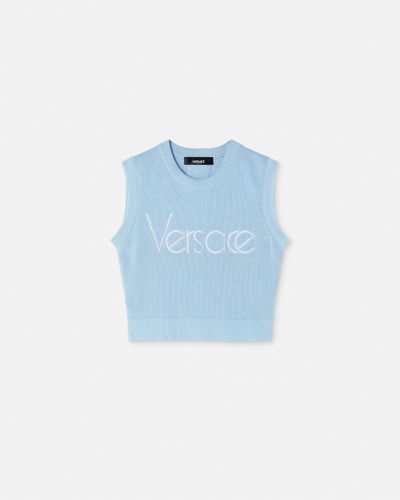 Versace 1978 Re-edition Logo Knit Vest - Blue