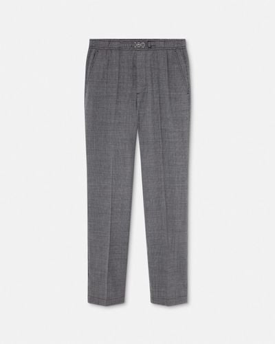 Versace Houndstooth Wool Pants - Gray