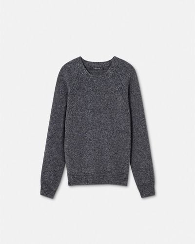 Versace Greca Melangé Cashmere Sweater - Gray