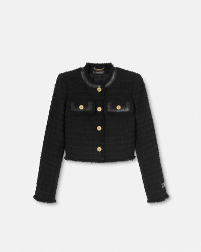 Versace Bouclé Tweed Cardigan Jacket - Black