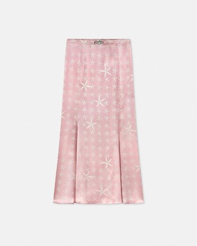 Versace Stella Marina Flowing Silk Midi Skirt - Pink