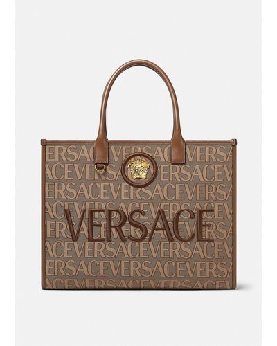 Versace Allover Large Tote Bag - Brown