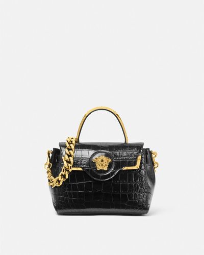 Versace Croc-effect La Medusa Handbag - Black
