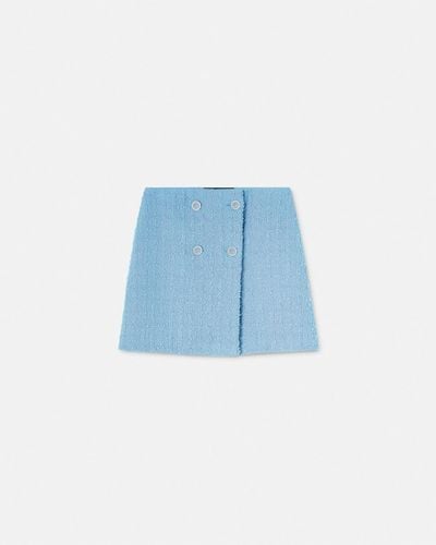 Versace Heritage Tweed Wrap Mini Skirt - Blue