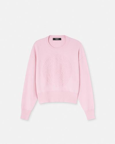 Versace Medusa Wool-blend Knit Towel Sweater - Pink