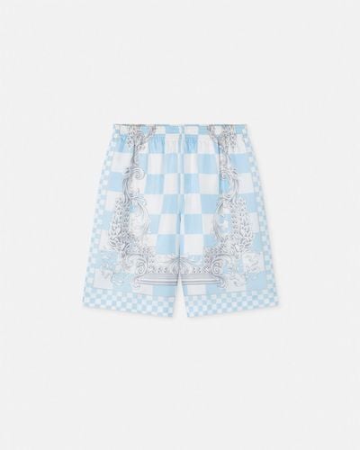 Versace Medusa Contrasto Silk Shorts - Blue