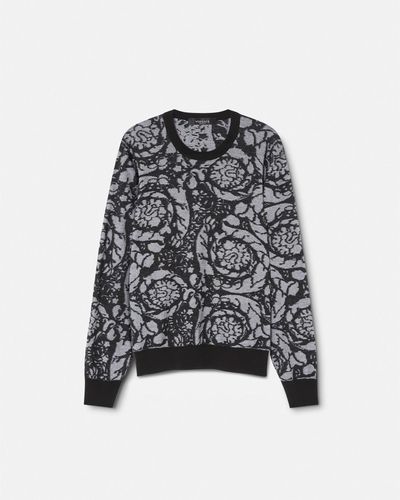 Versace Barocco Silhouette Vanisé Sweater - Black