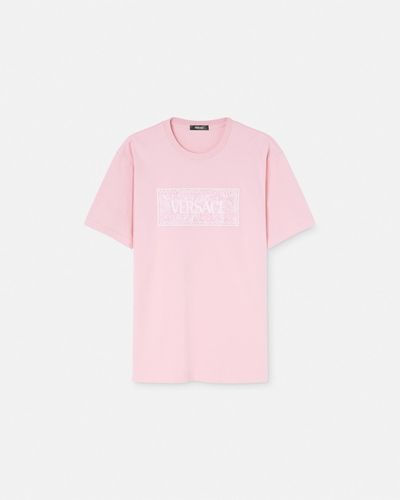 Versace 90s Vintage Logo Barocco T-shirt - Pink