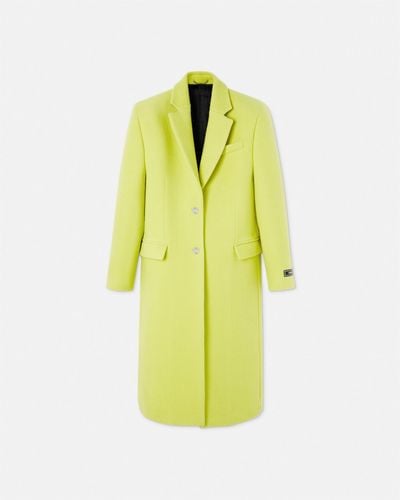 Versace Wool Single-breasted Overcoat - Yellow
