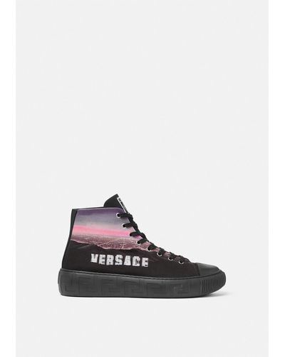Versace Black Hills Print Hi Top Sneakers
